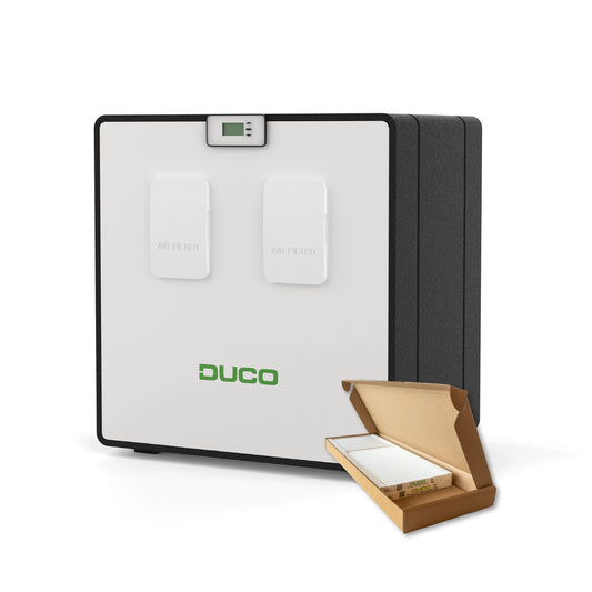 Product shot DucoBox Energy Comfort D400 + Filter set in box