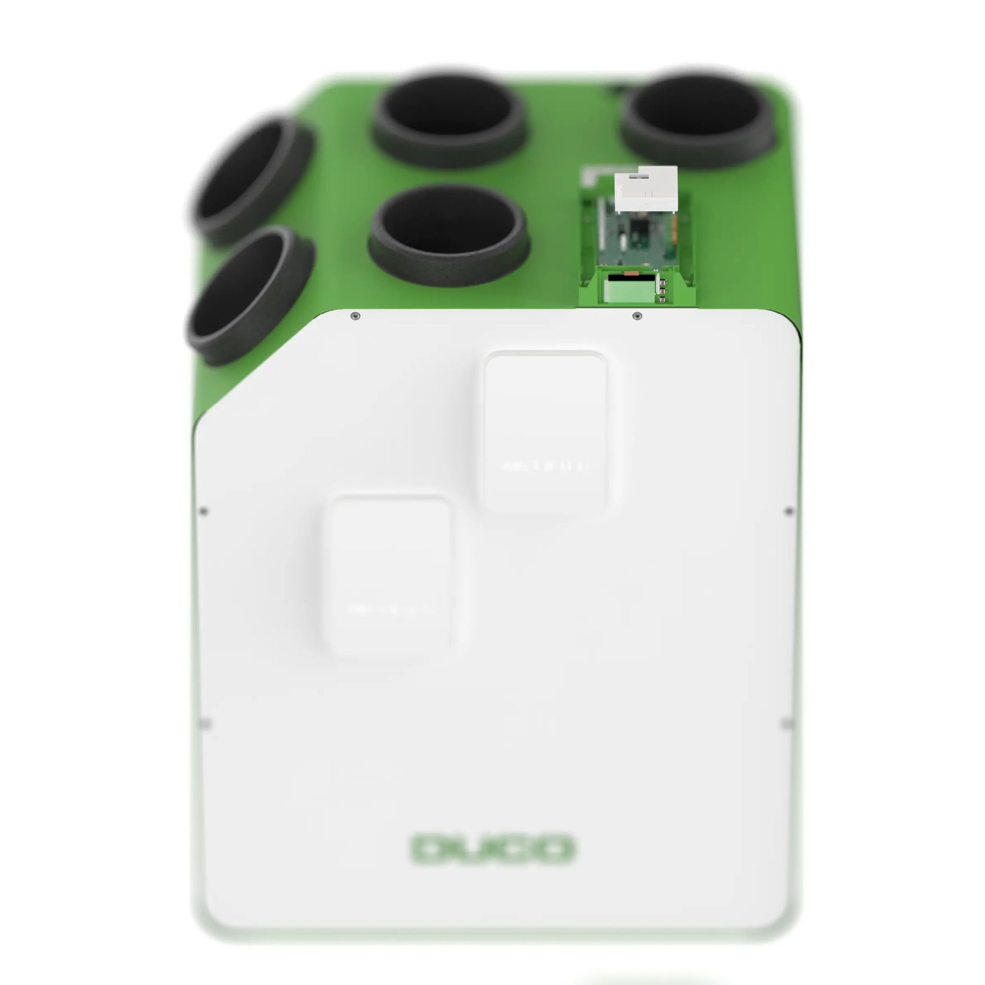 Duco Installation Kit with USB-C connector placed on a DucoBox Energy premium ventilation unit